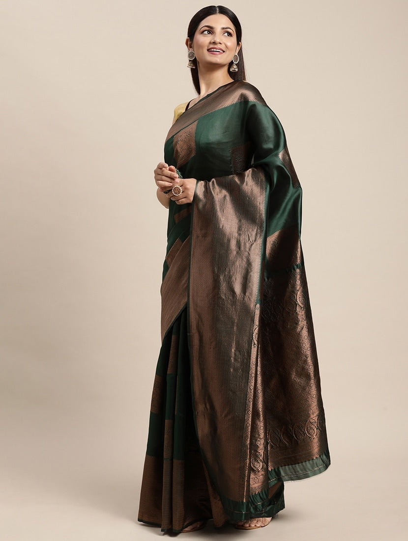 Green colour lucknow silk saree