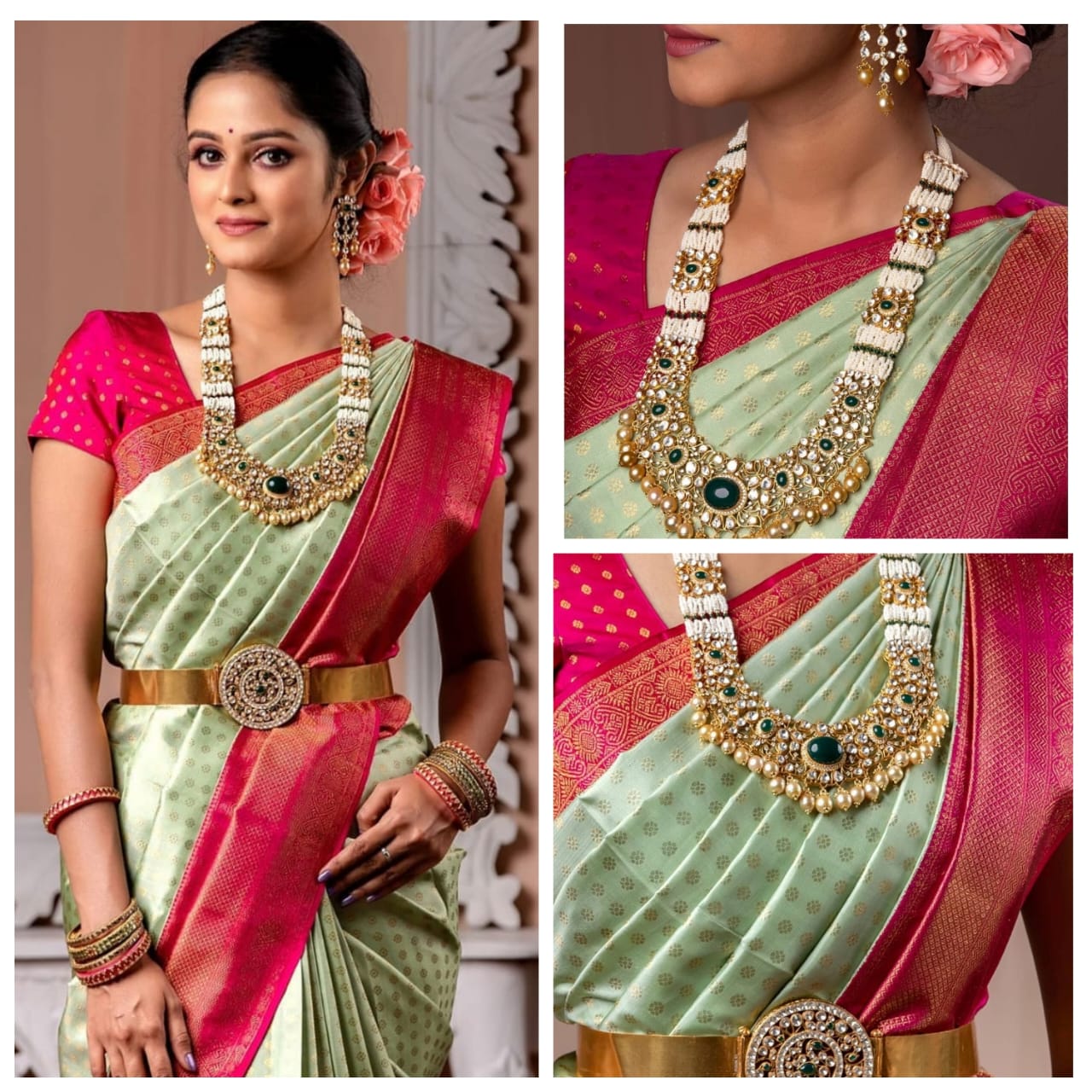 Woven Banarasi Pure Silk Saree  (Light Green)