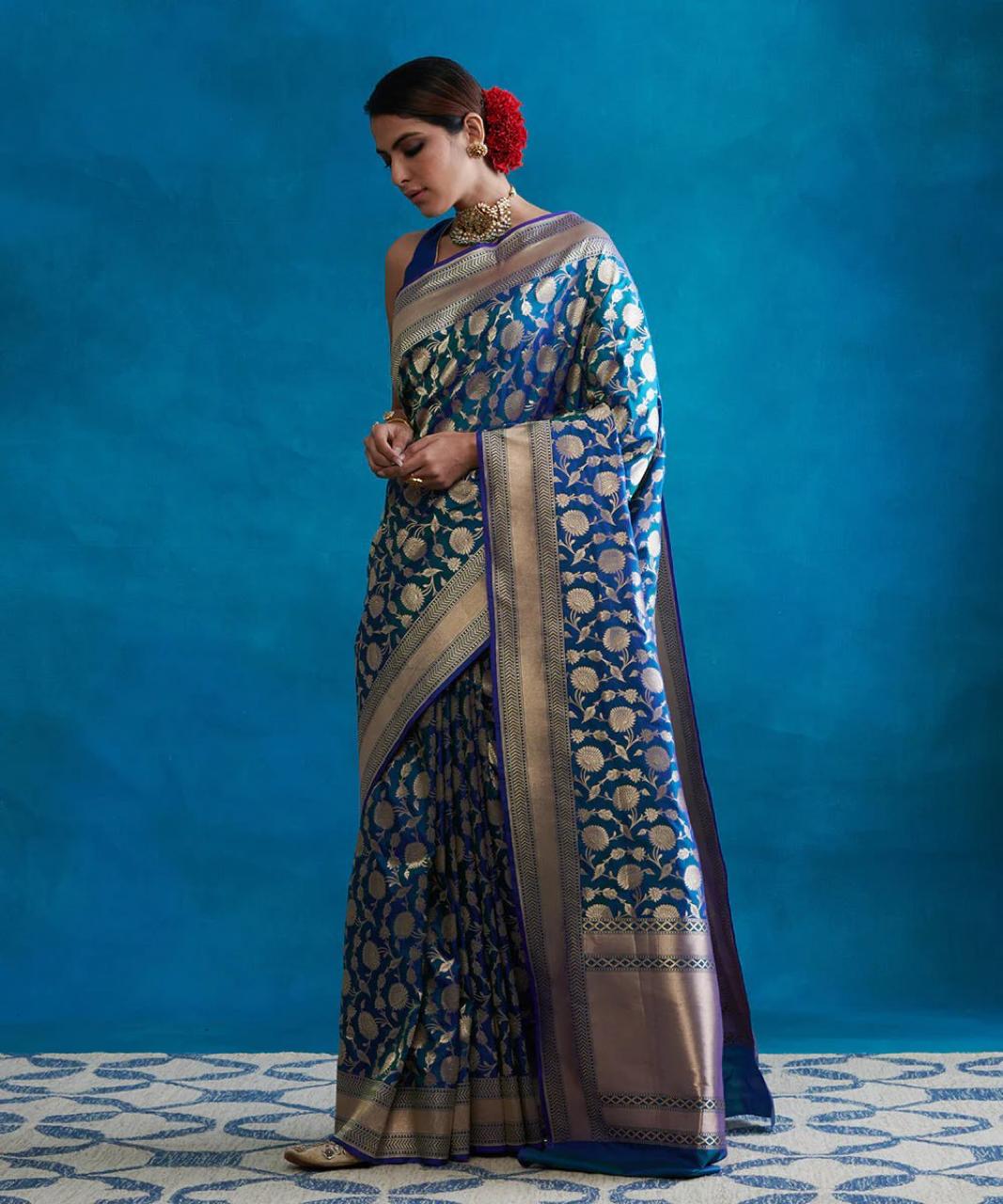 Ethnic Motifs Zari Banarasi Saree