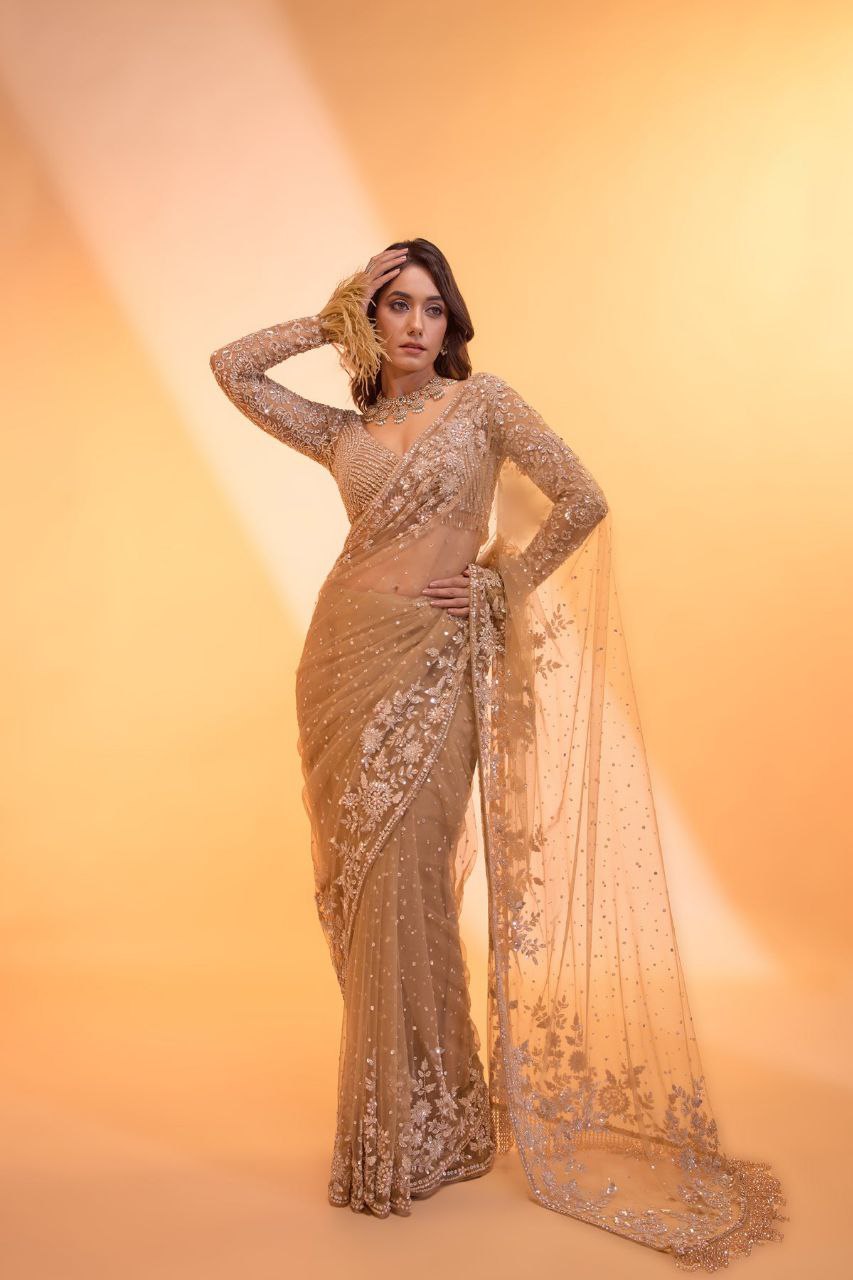 Premium Butterfly Net Sequins Saree | Bollywood Style Collection