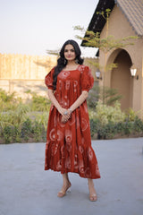 Premium Printed Cotton Kurti | Puff Sleeve