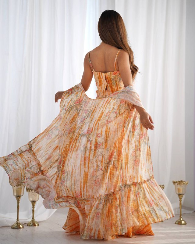 Indo Western Floral Georgette Shrug Set with Palazzo