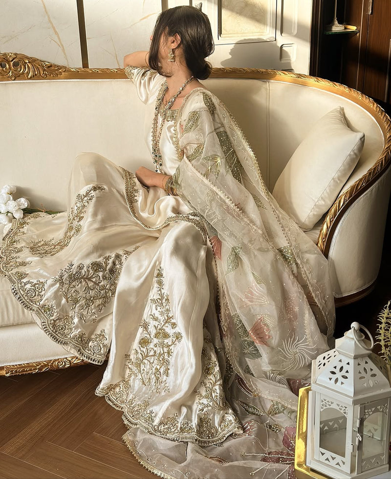 Designer Heavy Chinon Sequin Embroidered Gharara Set with Dupatta