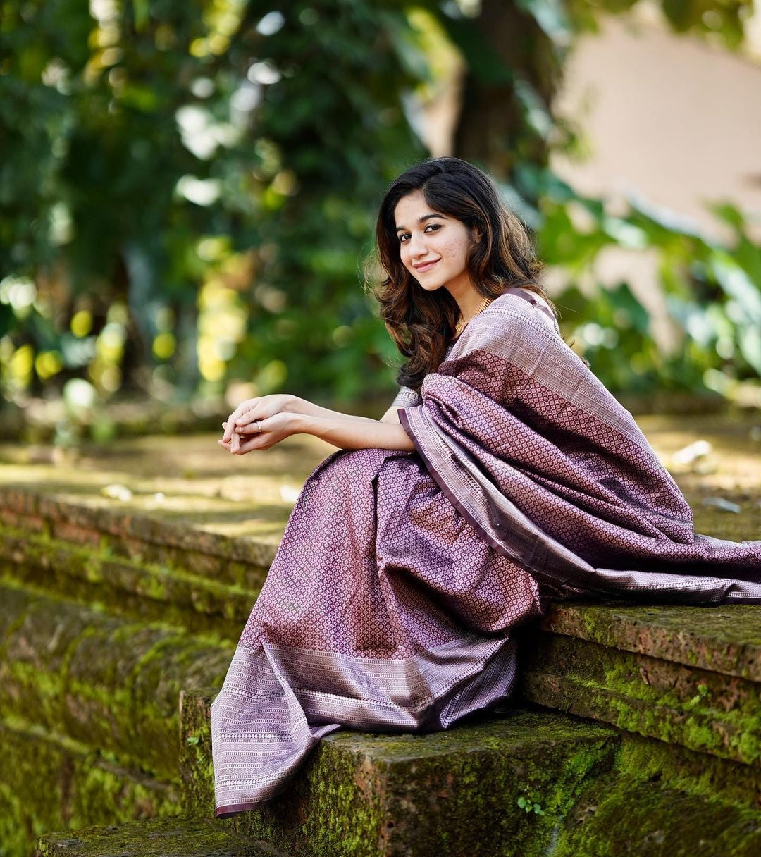 Woven Kanjivaram Pure Silk Saree  (Brown)