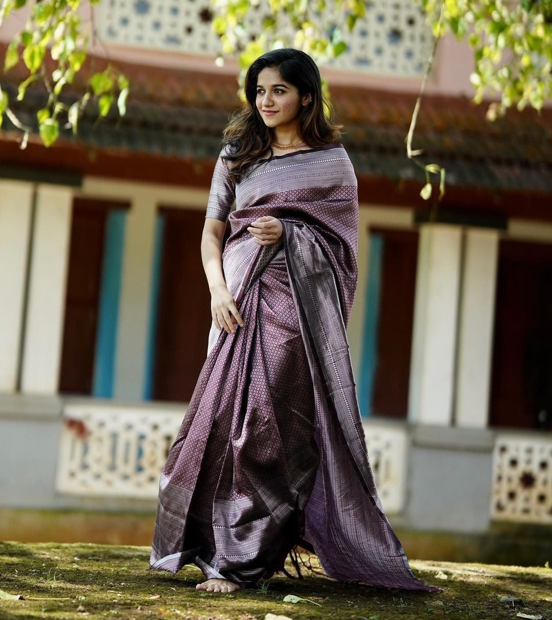 Woven Kanjivaram Pure Silk Saree  (Brown)