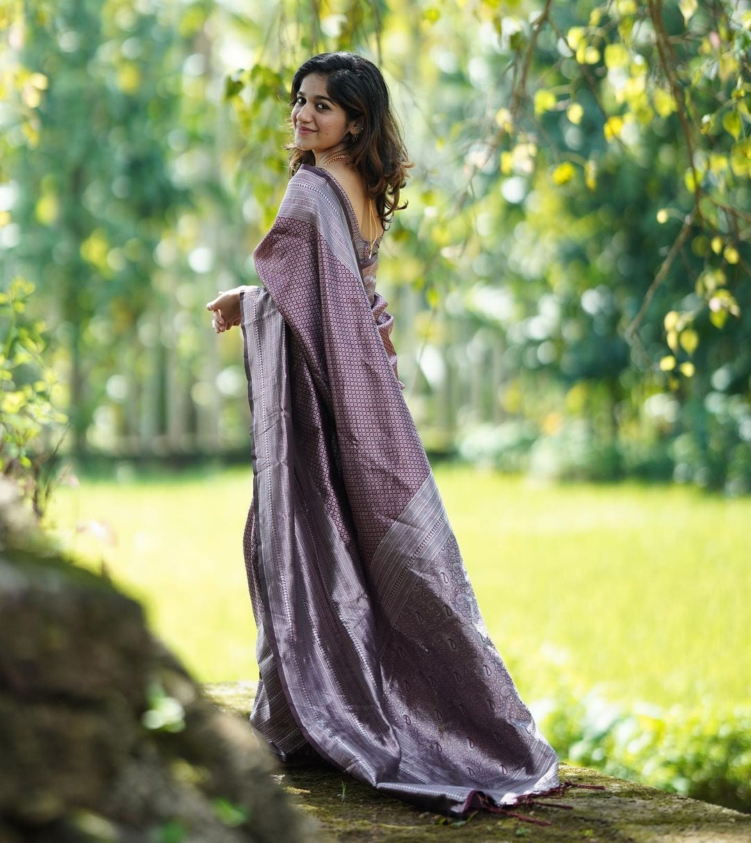 Woven Kanjivaram Pure Silk Saree  (Brown)
