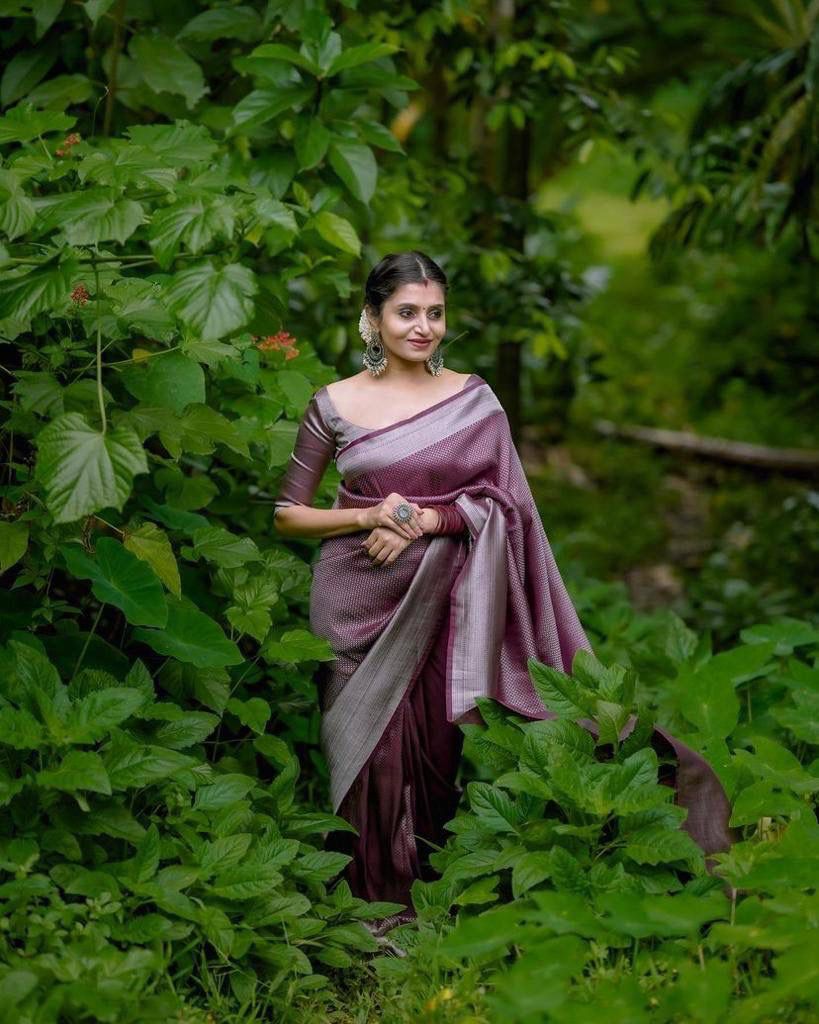 Woven Kanjivaram Pure Silk Saree  (Brown)