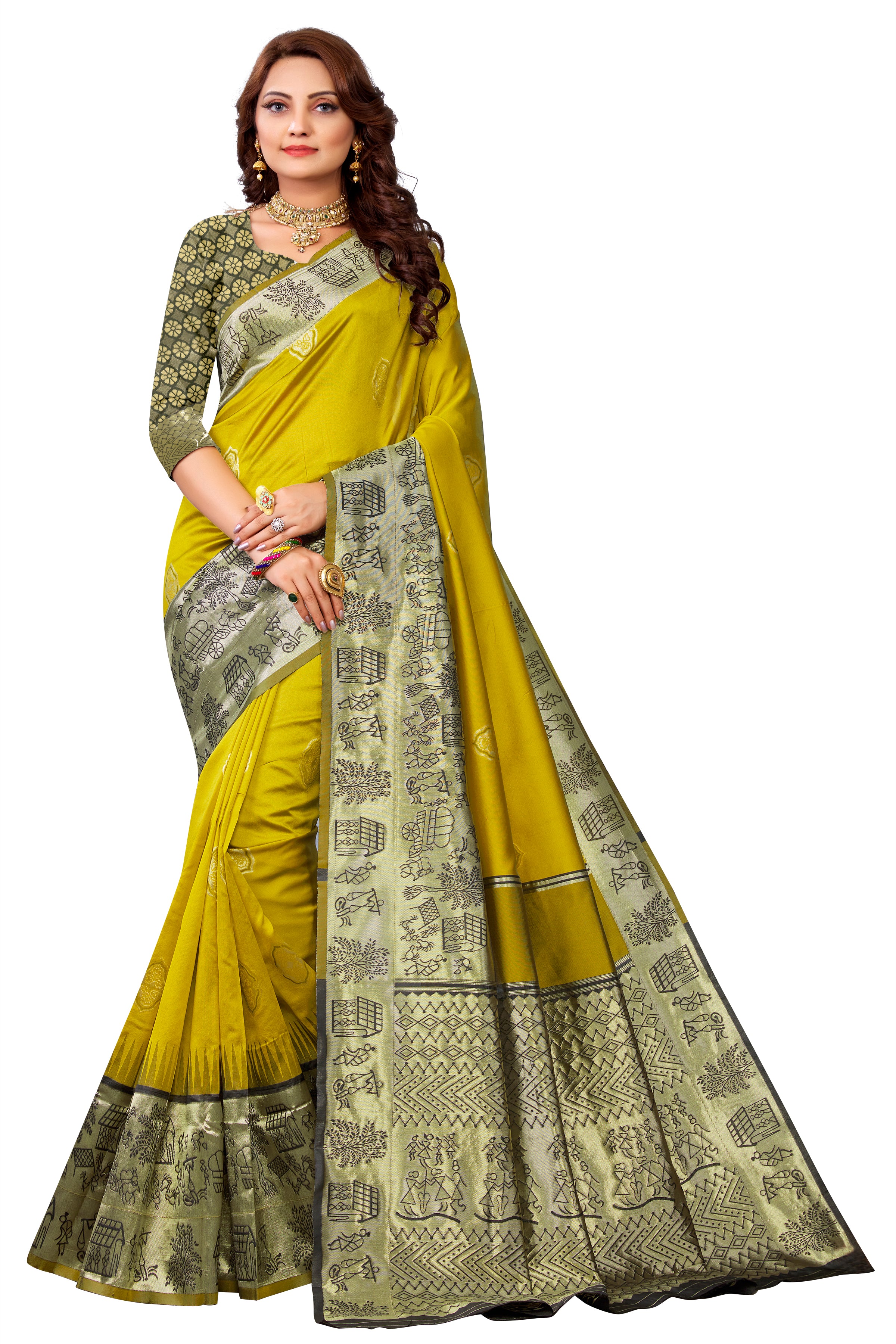 Banarasi Saree with Tribal Print Border