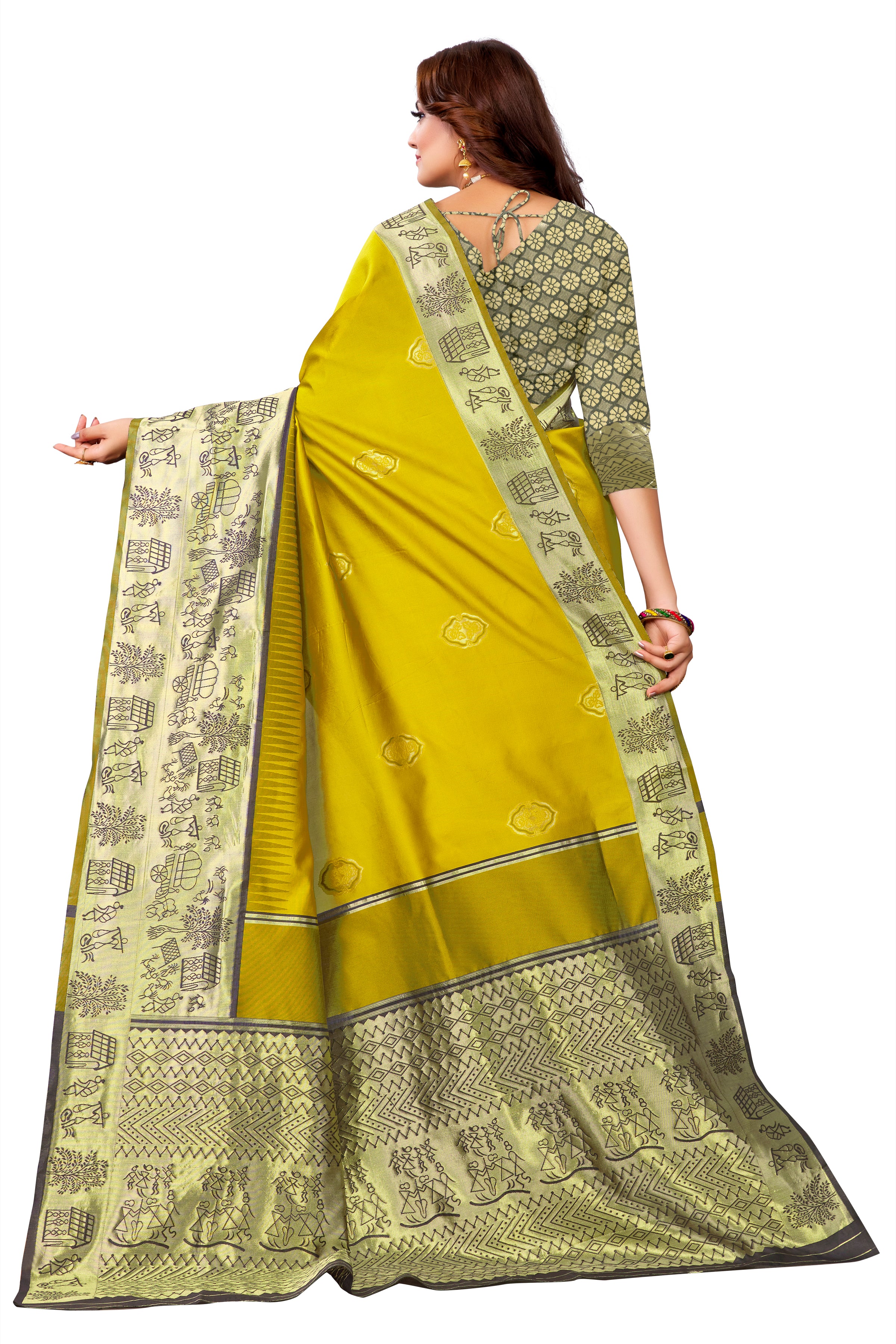 Banarasi Saree with Tribal Print Border