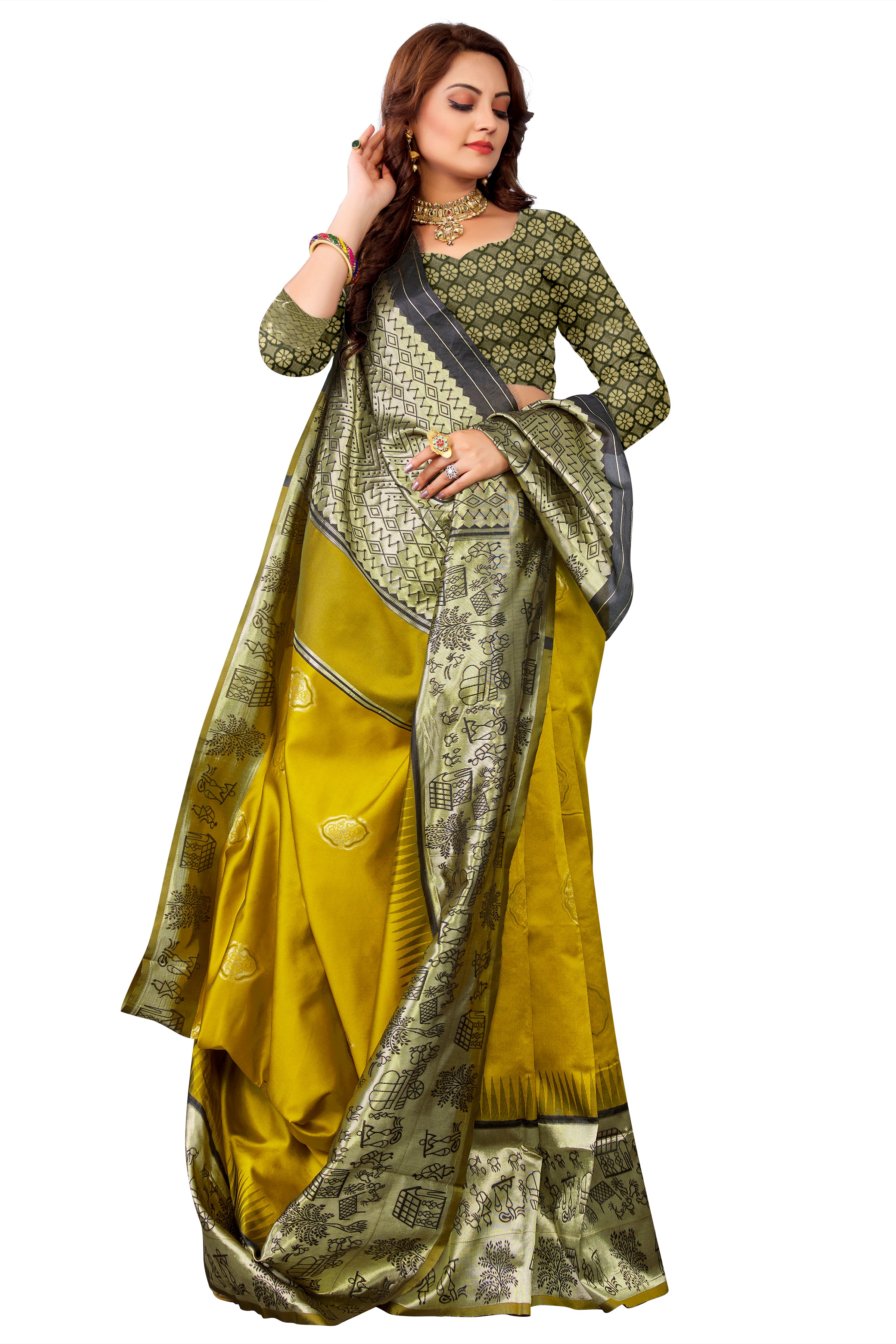 Banarasi Saree with Tribal Print Border