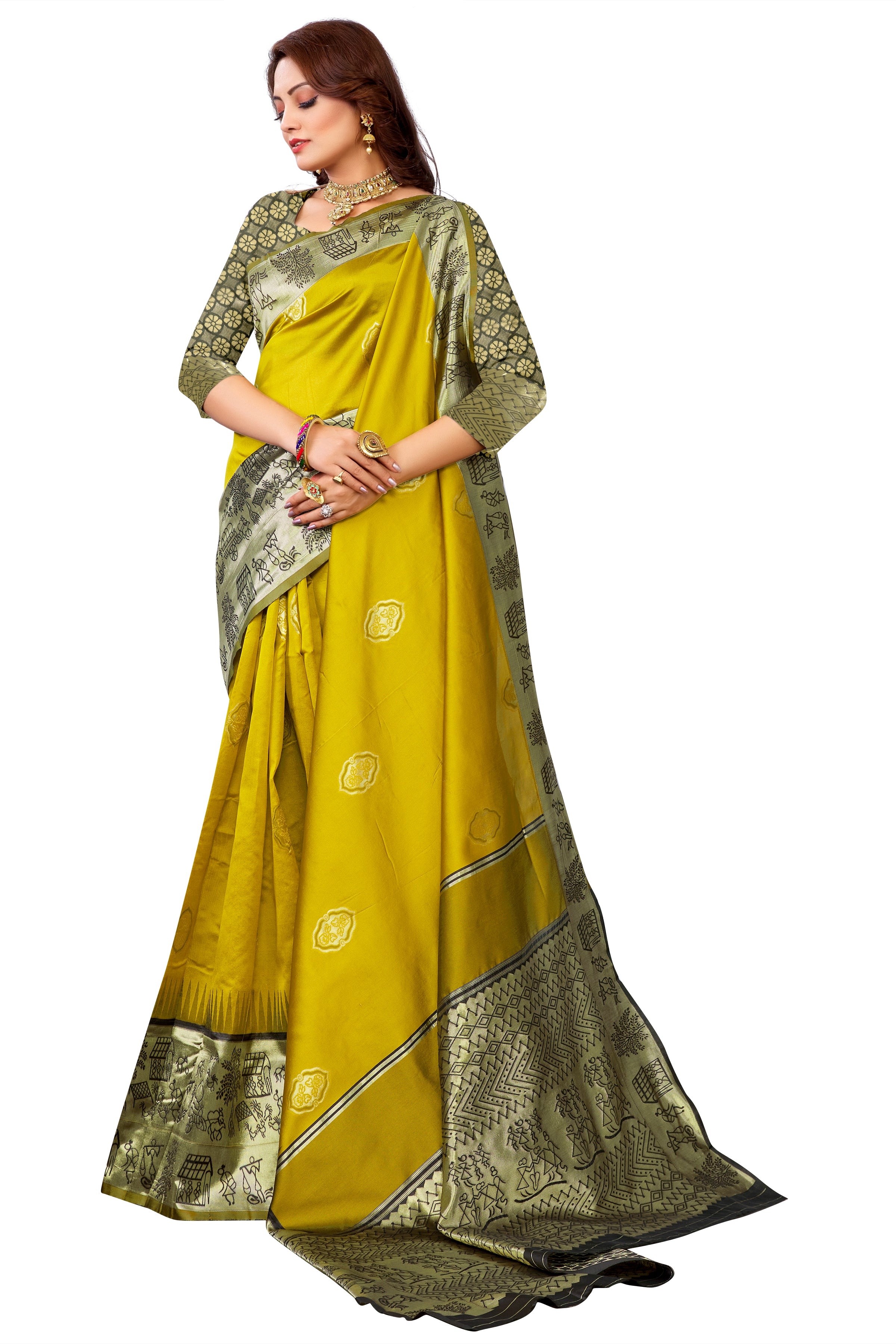 Banarasi Saree with Tribal Print Border