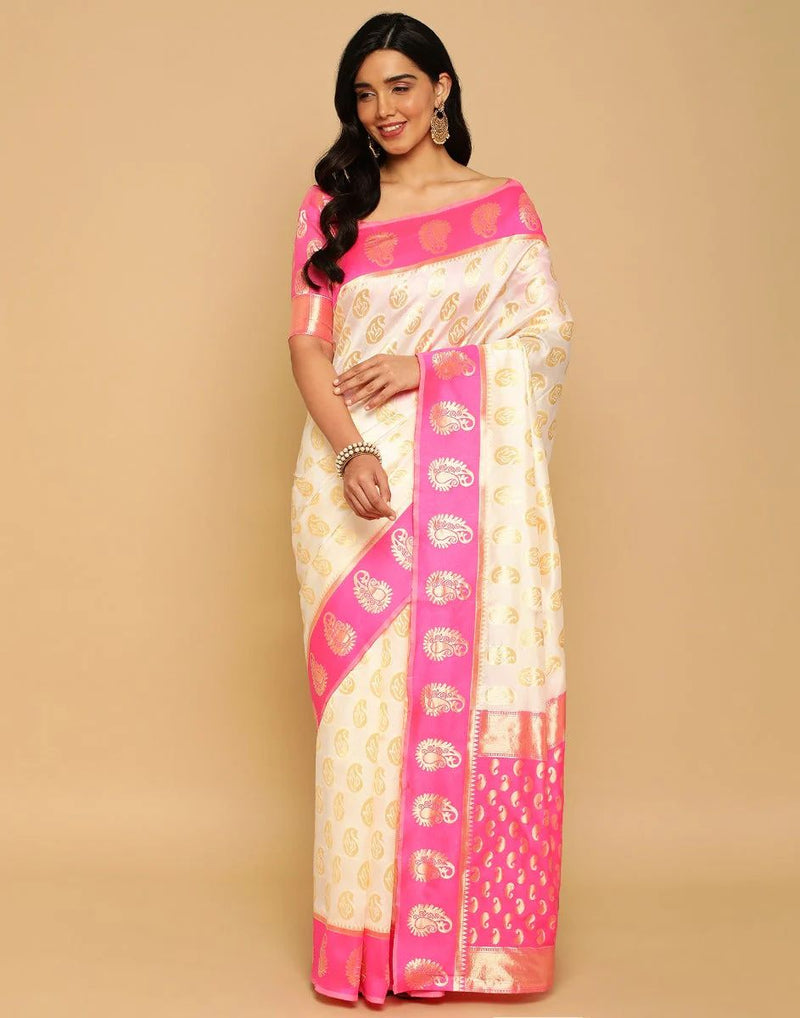 Litchi Jacquard Zari Saree For Casual And Party Wear