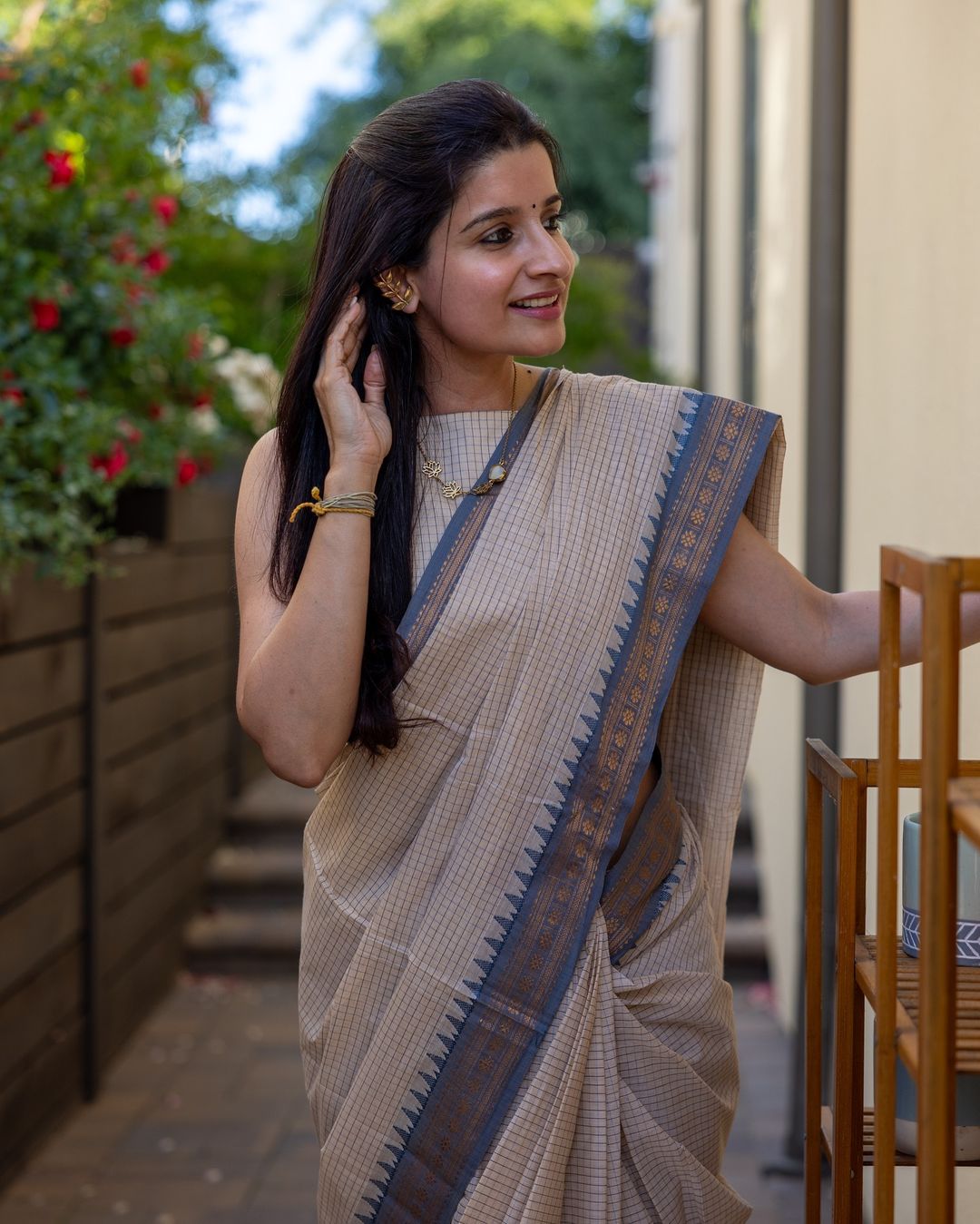 Demesne Beige Kanjivaram Silk Saree With Demure Blouse Piece