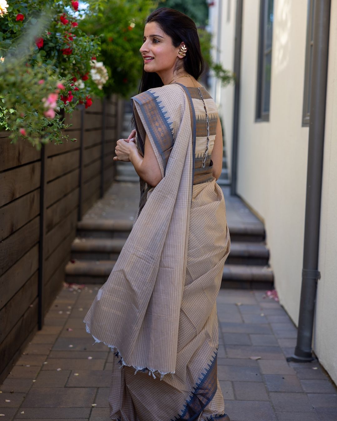 Demesne Beige Kanjivaram Silk Saree With Demure Blouse Piece