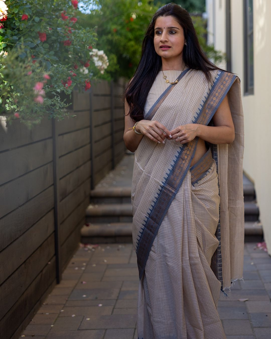Demesne Beige Kanjivaram Silk Saree With Demure Blouse Piece