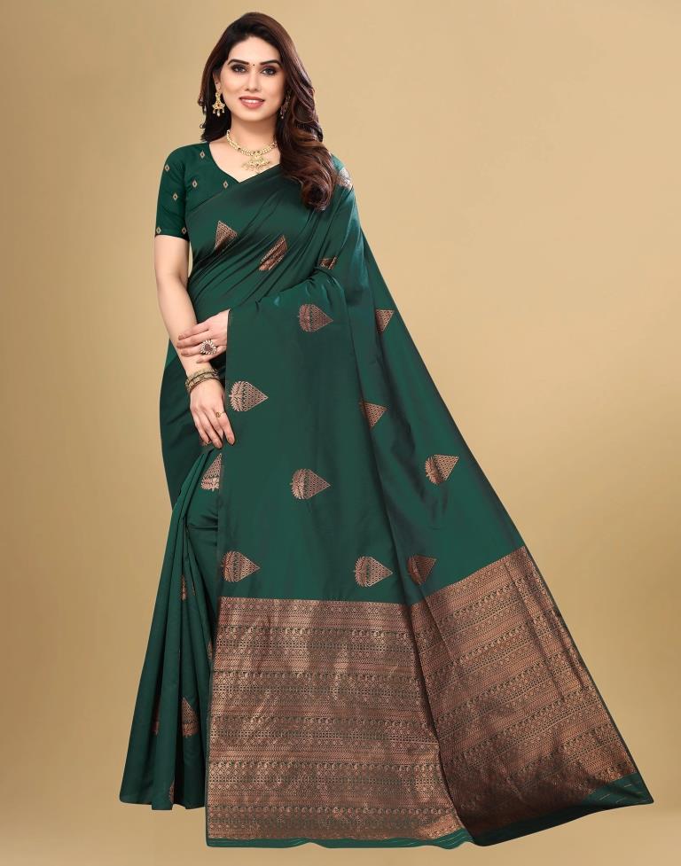 Woven Kanjivaram Pure Silk Saree (Green)