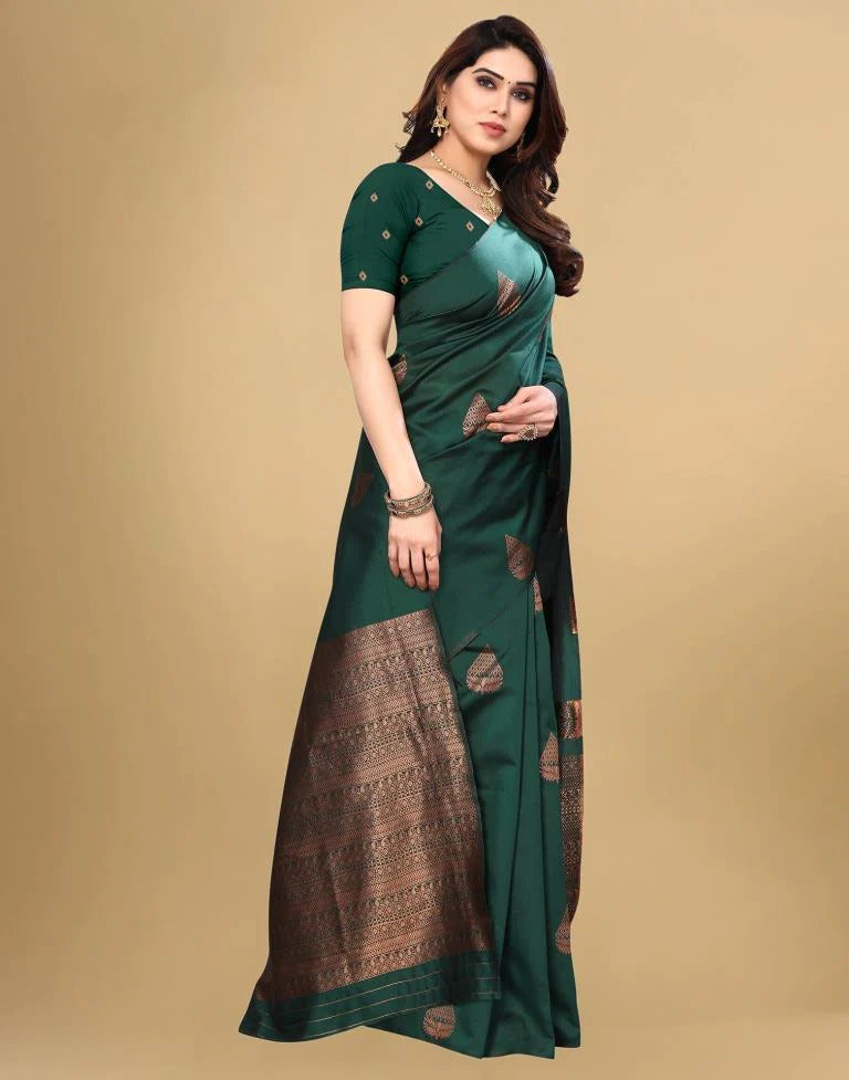 Woven Kanjivaram Pure Silk Saree (Green)