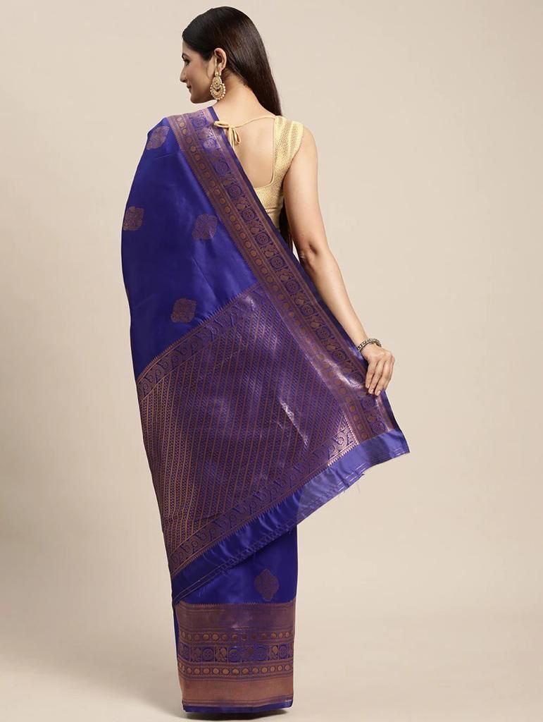 Embellished Bollywood Jacquard Saree  (Blue)