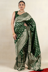 Ethnic Motif Zari Woven Saree with Blouse