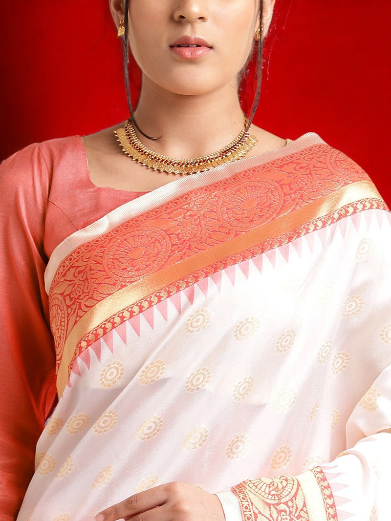 Floral Woven Design Zari Kanjeevaram Saree