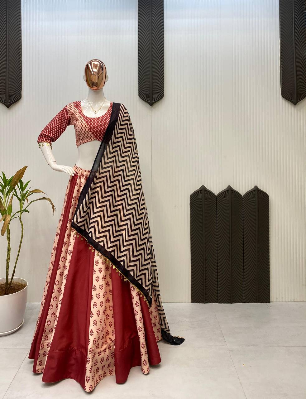 Full Stitched Printed Polly Rayon Lehenga Choli with Dupatta