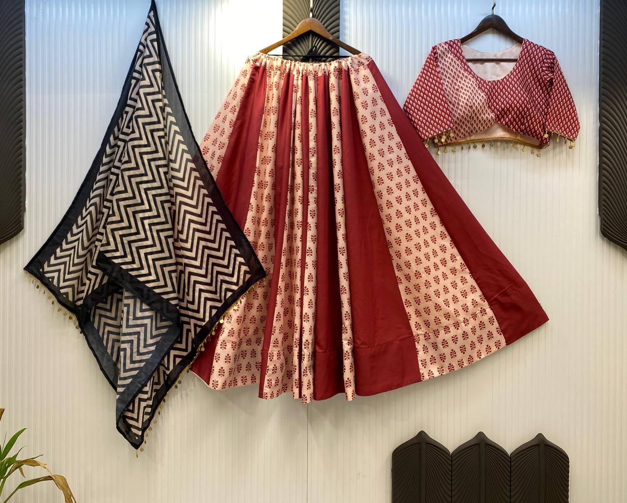Full Stitched Printed Polly Rayon Lehenga Choli with Dupatta