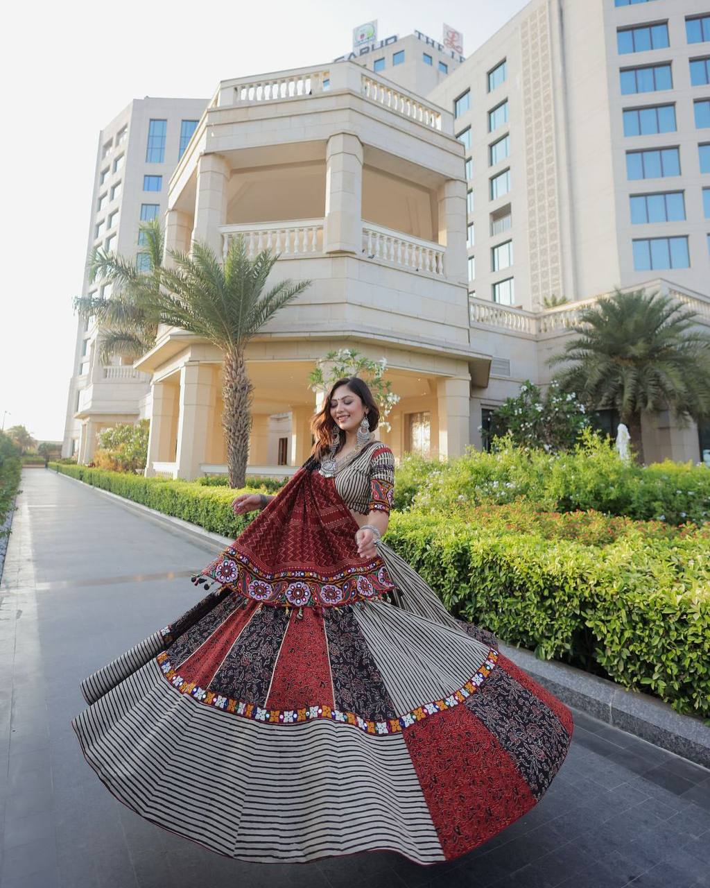 Full Stitched Printed Rayon Lehenga Choli with Real Mirror Work & Dupatta – Navratri Special