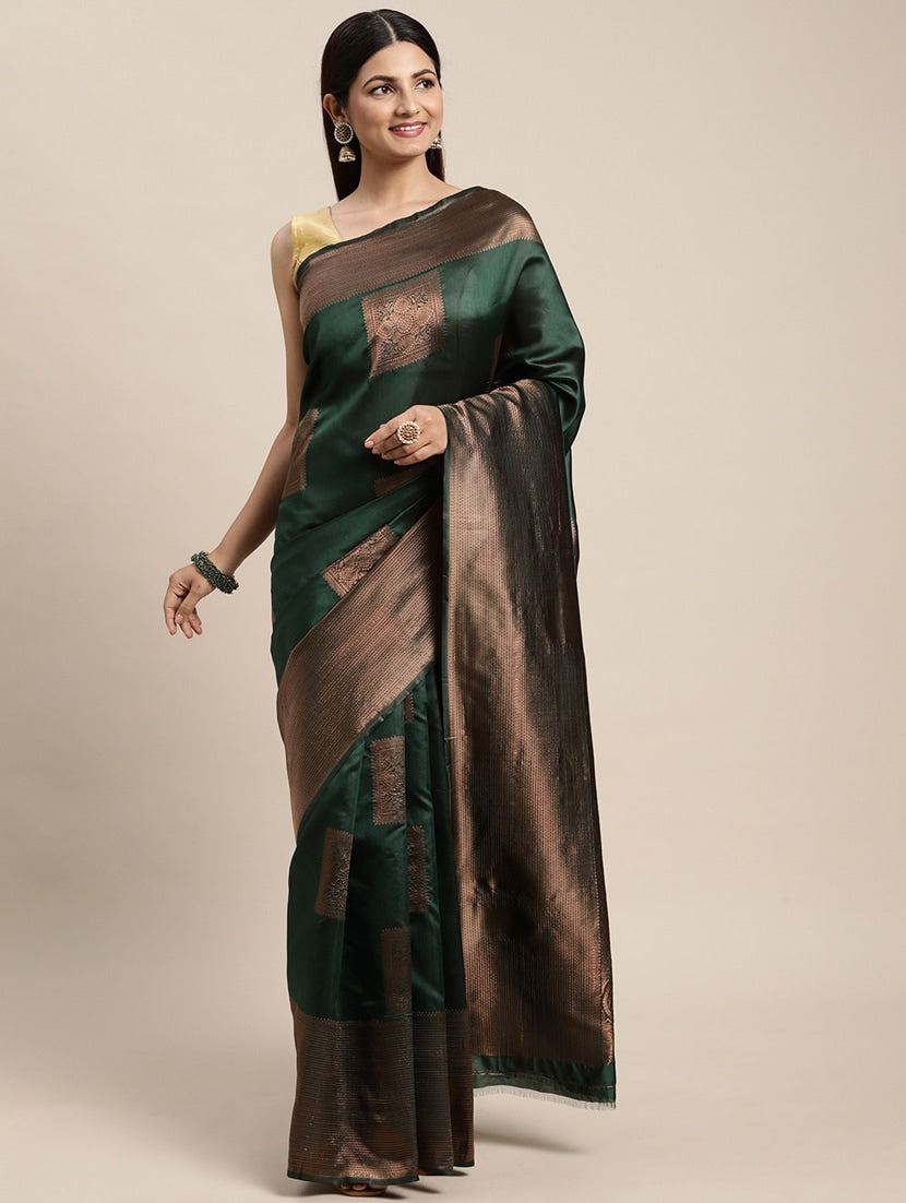 Green colour lucknow silk saree