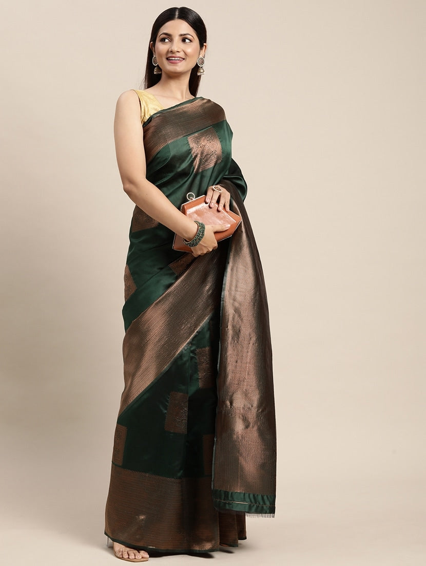 Green colour lucknow silk saree