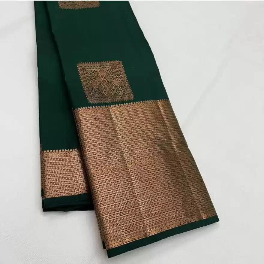 Green colour lucknow silk saree