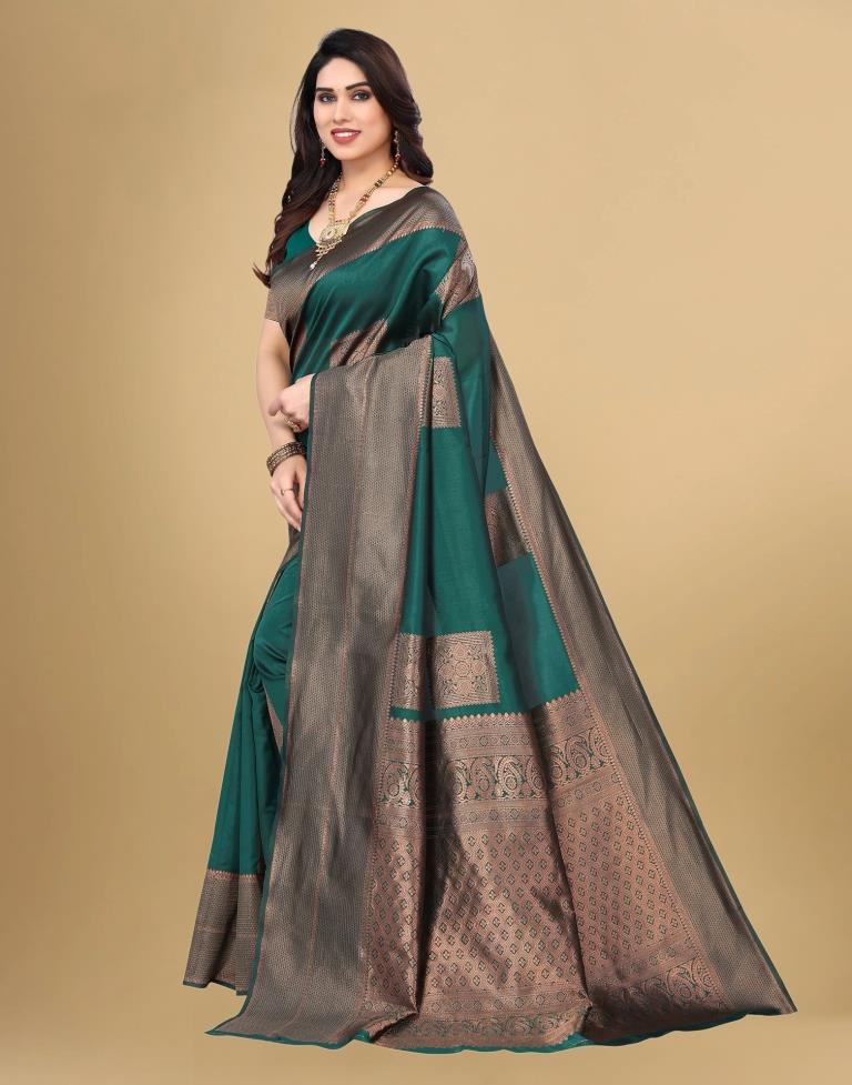 Green colour lucknow silk saree