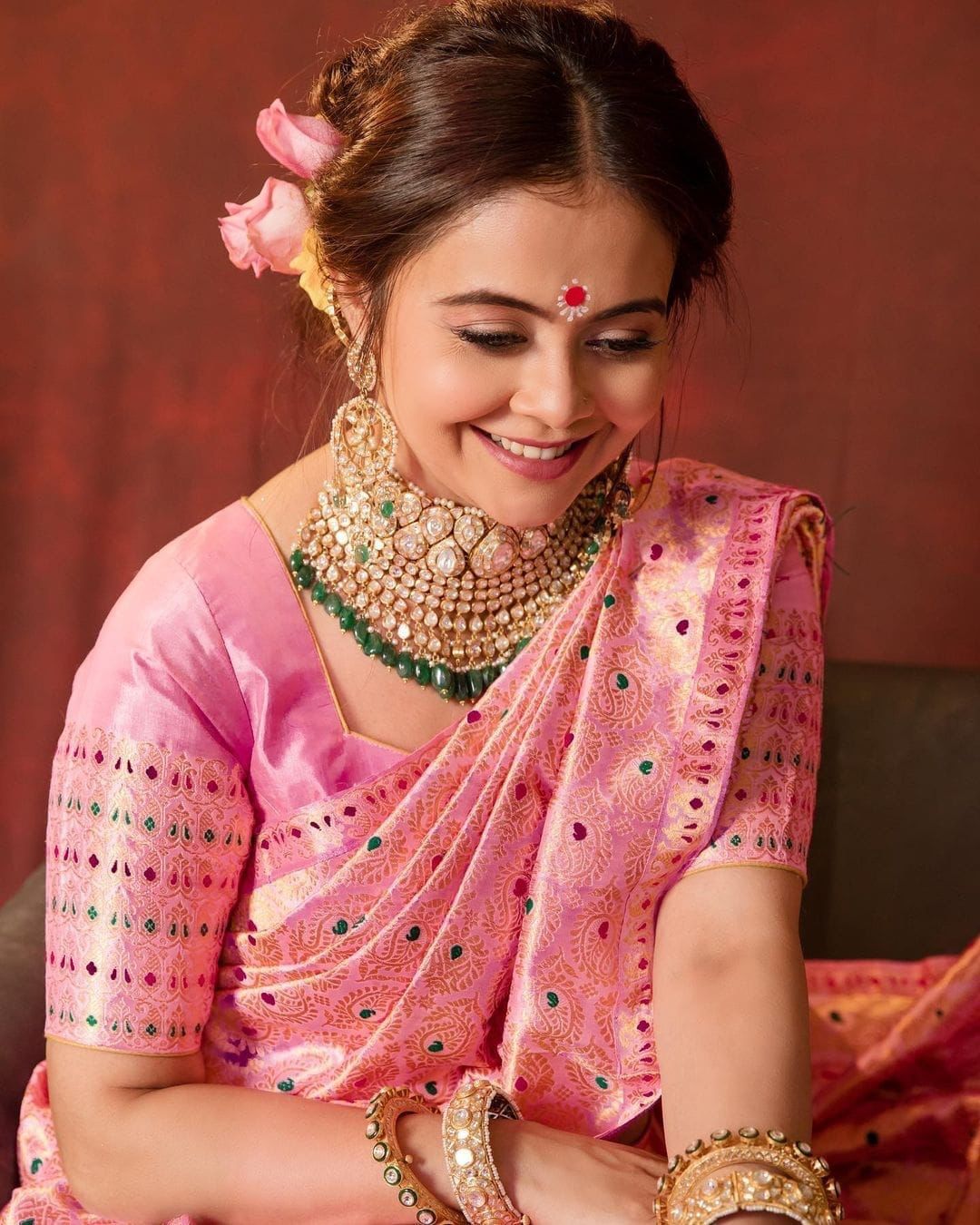 NEW PINK SAREE FOR WOMAN