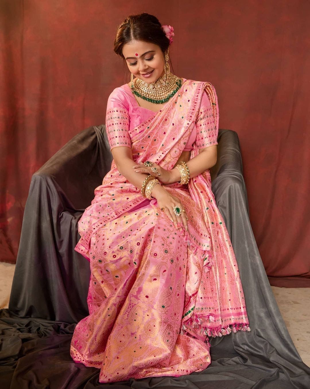 NEW PINK SAREE FOR WOMAN