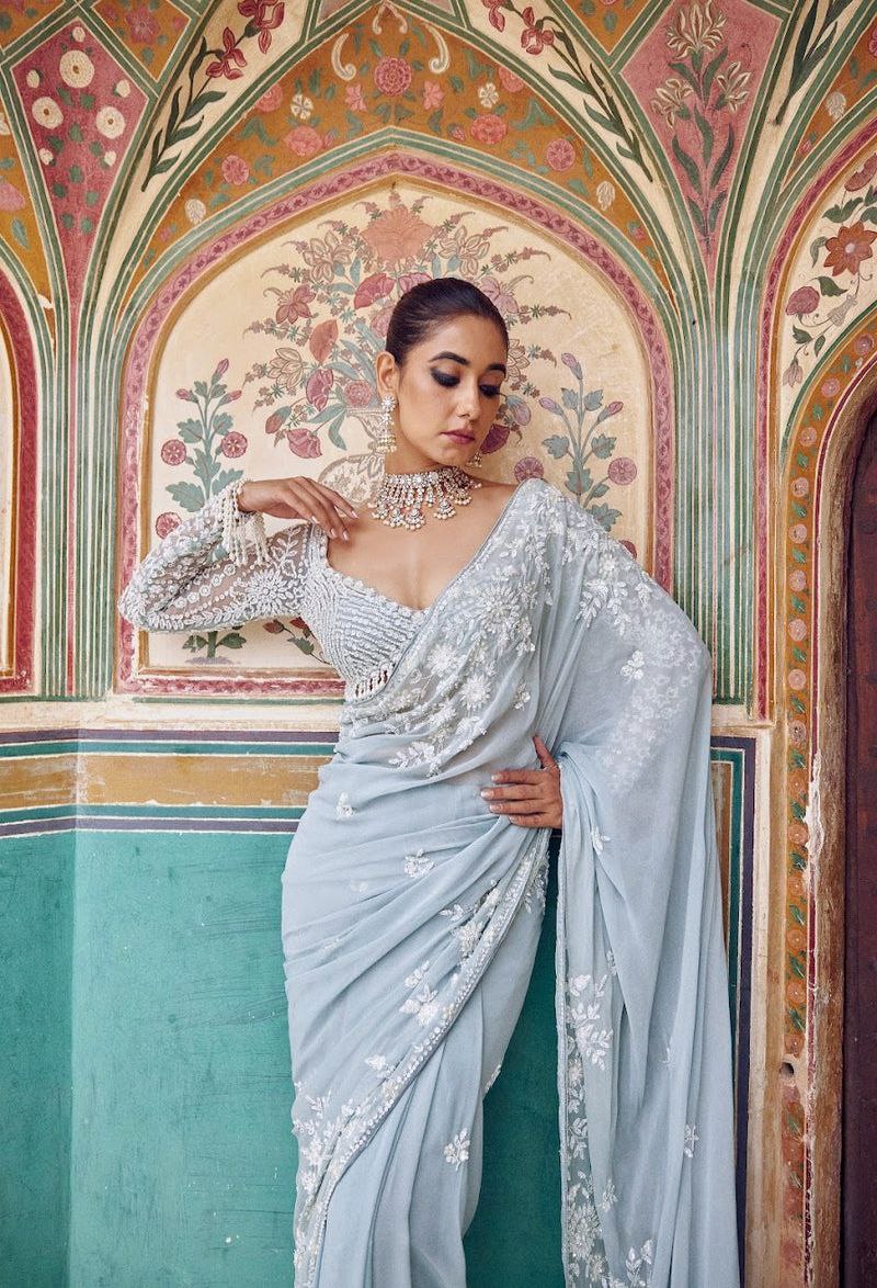 Premium Faux Georgette Sequins Saree | Bollywood Party Wear