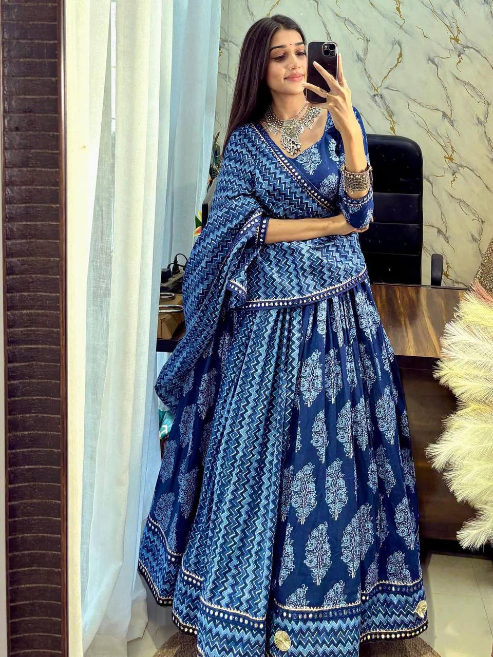 Printed Polly Rayon Lehenga Choli with Dupatta – Navratri Special
