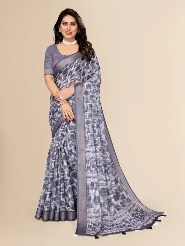 Printed Bollywood Linen Saree