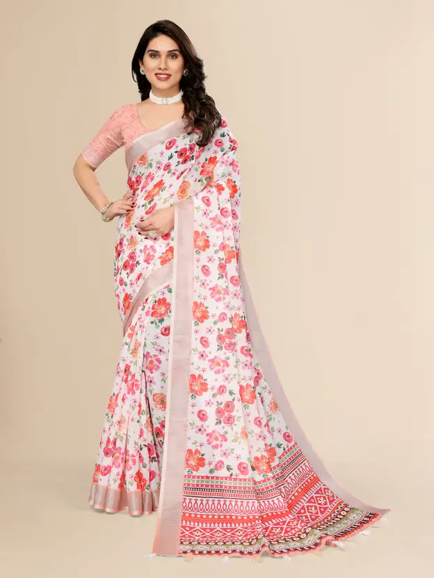 Printed Bollywood Linen Saree
