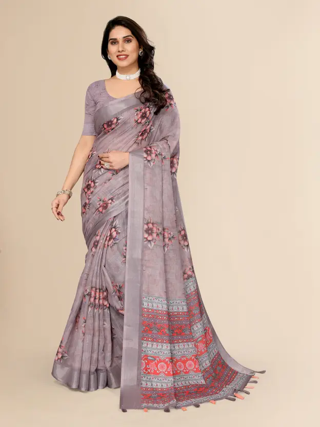 Printed Bollywood Linen Saree