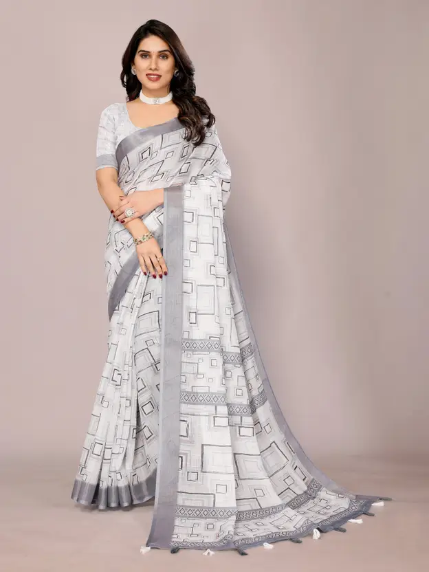 Printed Bollywood Linen Saree