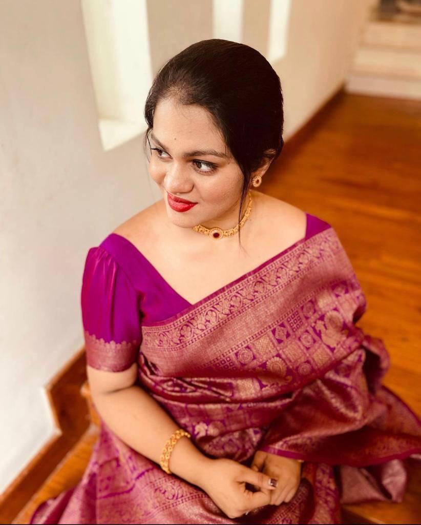 Purple Kanjivaram Silk Saree with Zari & Booti Work