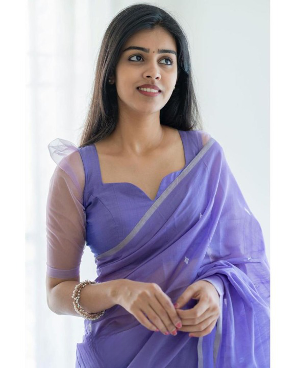 Self Design Bollywood Cotton Silk Saree  (Purple)