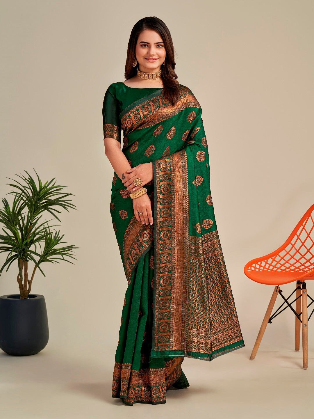 Tradional Partyware Banarasi Silk Saree With Blause