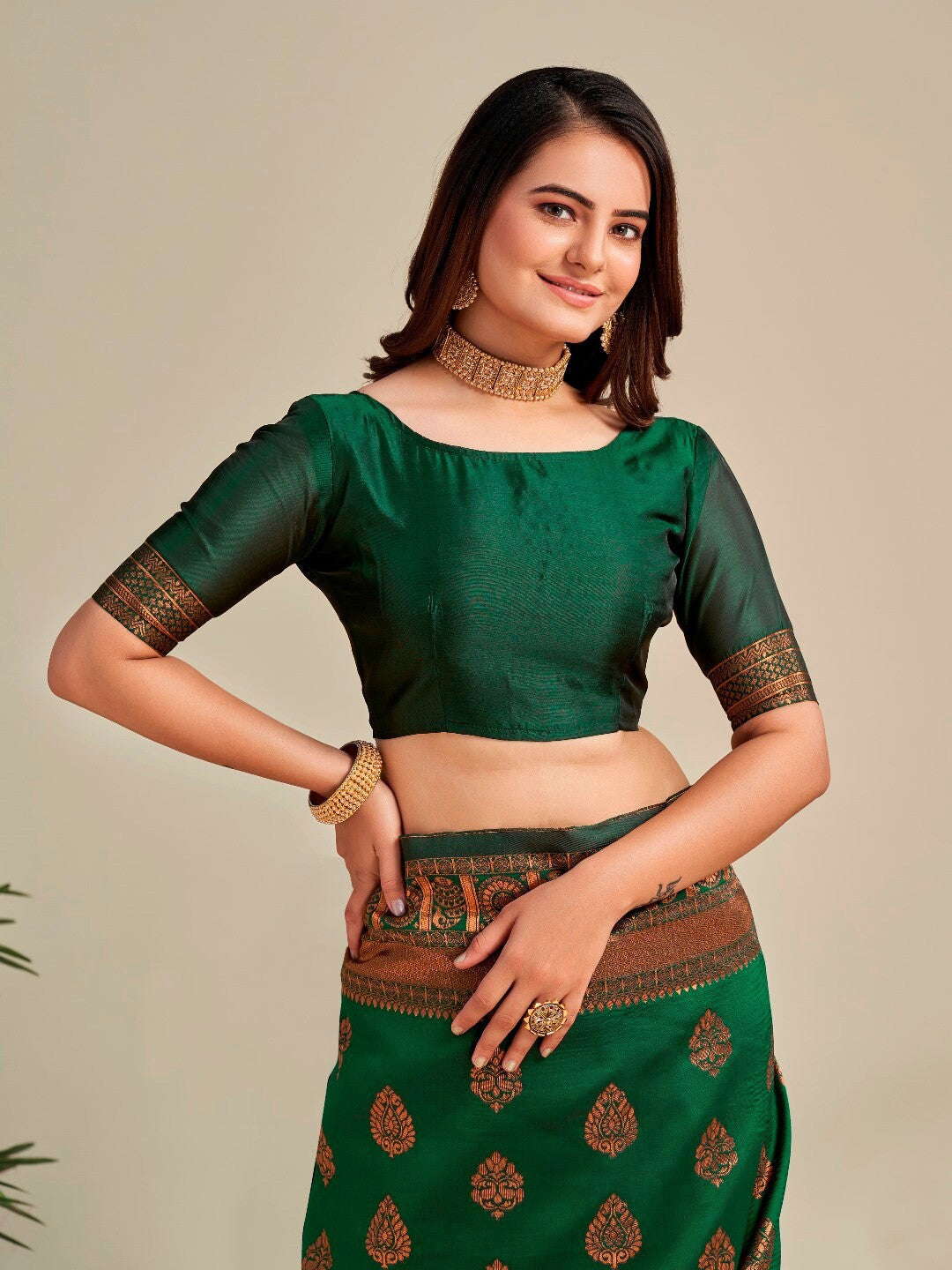 Tradional Partyware Banarasi Silk Saree With Blause