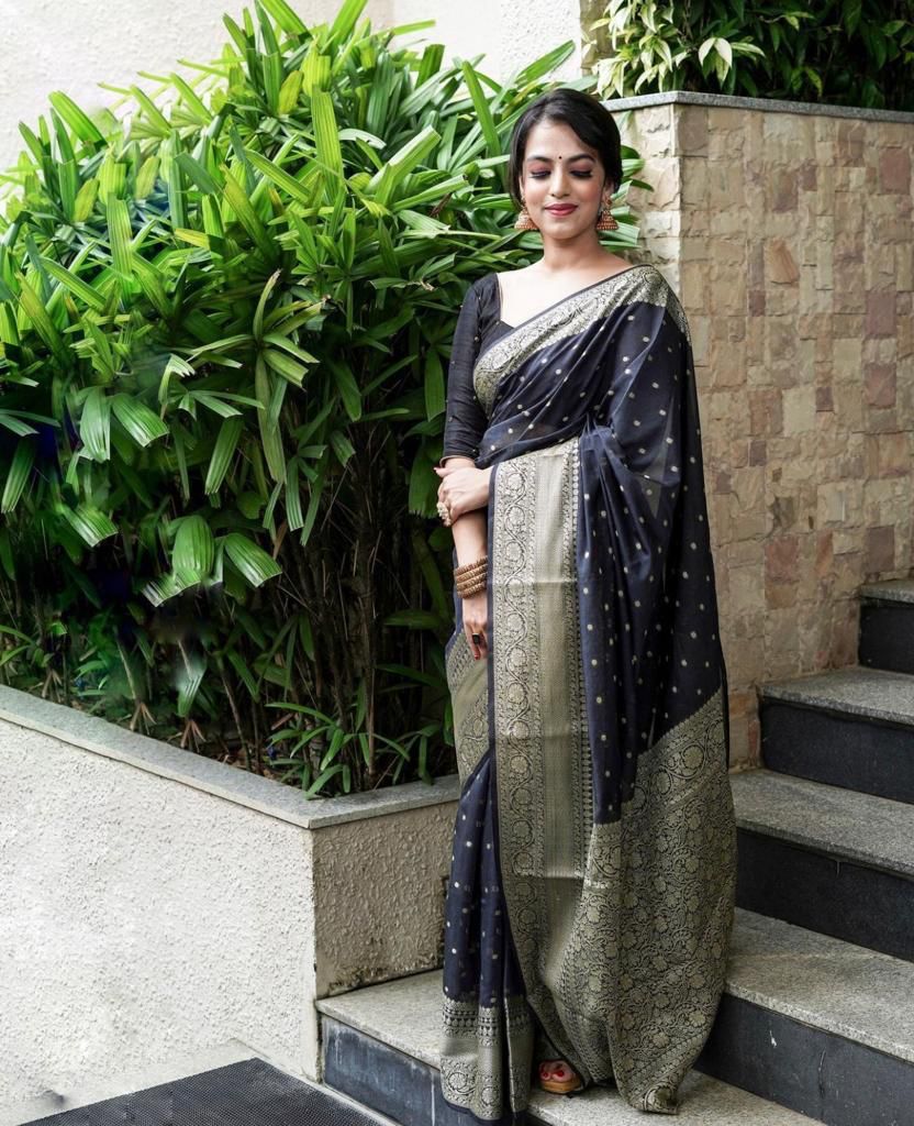 Wedding Wear Banarasi Silk Sarees (Black)
