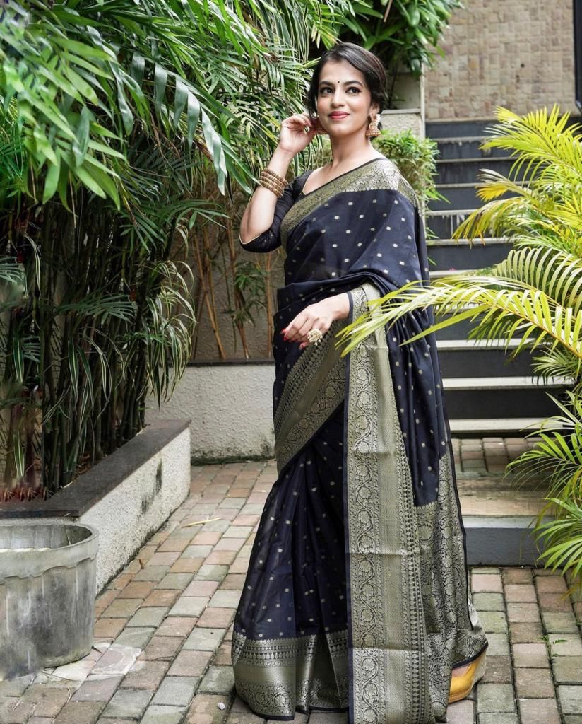 Wedding Wear Banarasi Silk Sarees (Black)