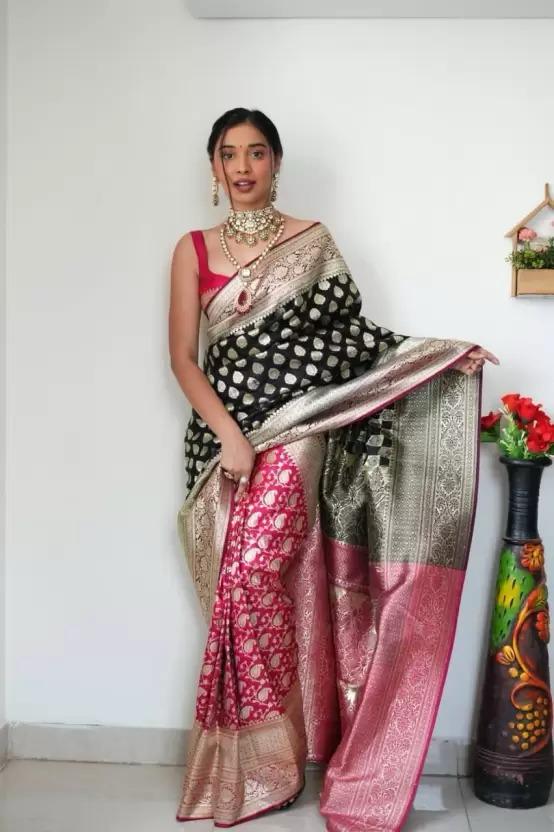 Women Paisley Woven Half-and-Half Saree