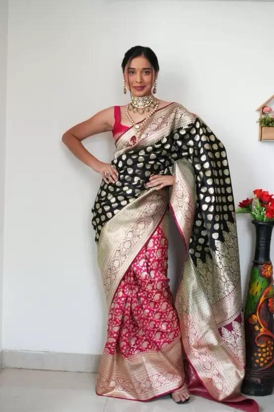 Women Paisley Woven Half-and-Half Saree