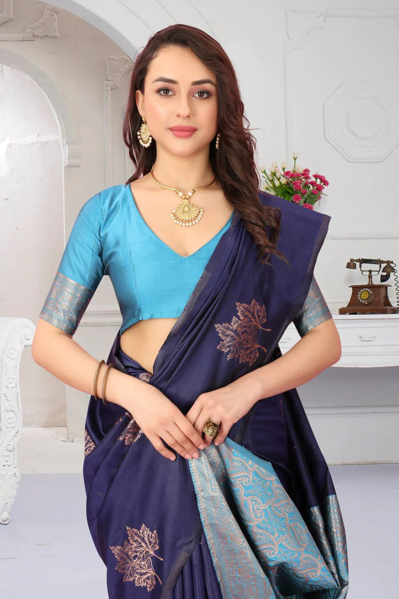 Women's Litchi Silk Banarasi Saree With Blouse Piece