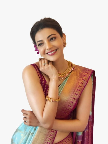 Women's Trendy Banarasi Kanjivaram Navy Color Art Silk Saree with Blouse Material