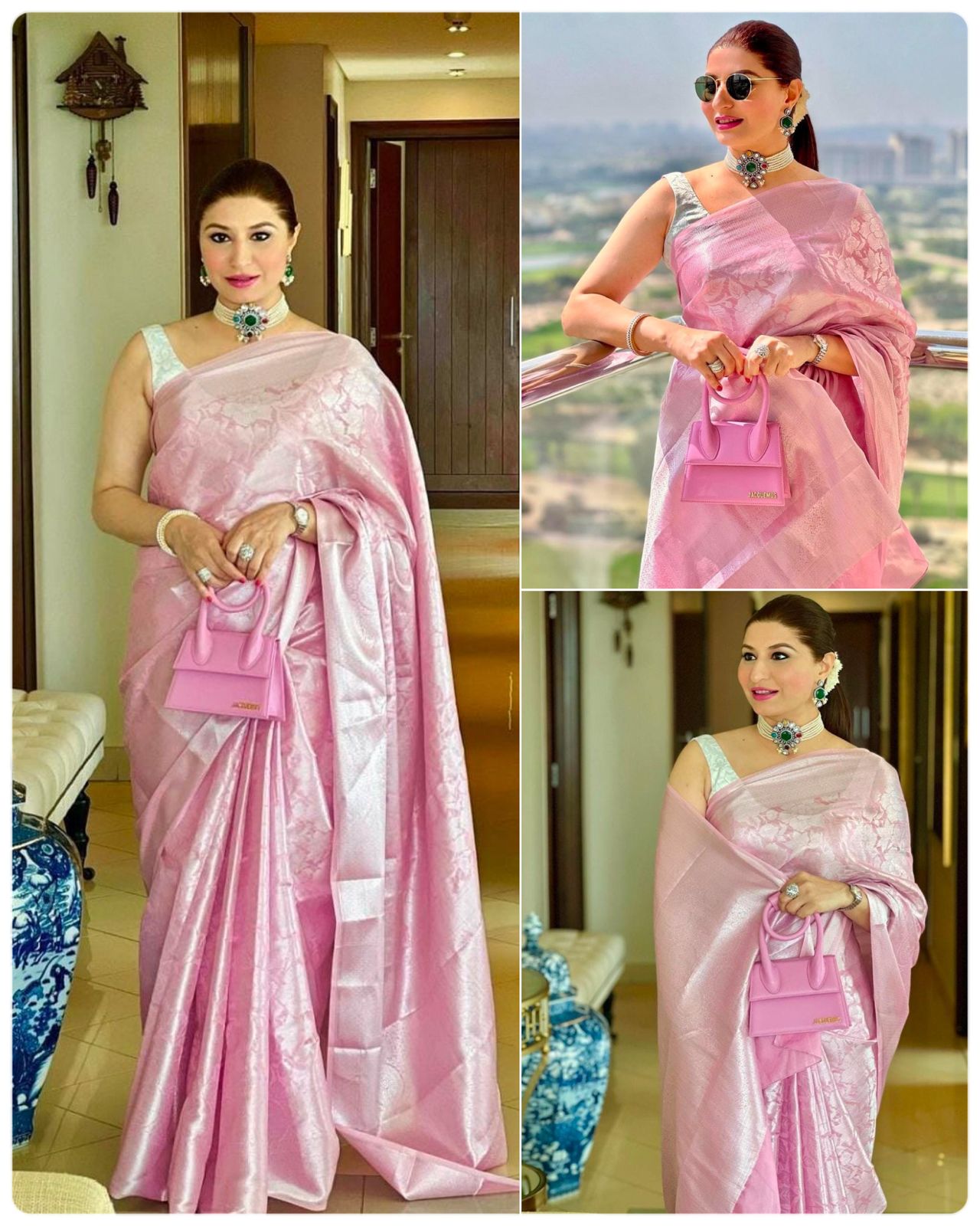 Woven Banarasi Silk Saree with Contrast Border